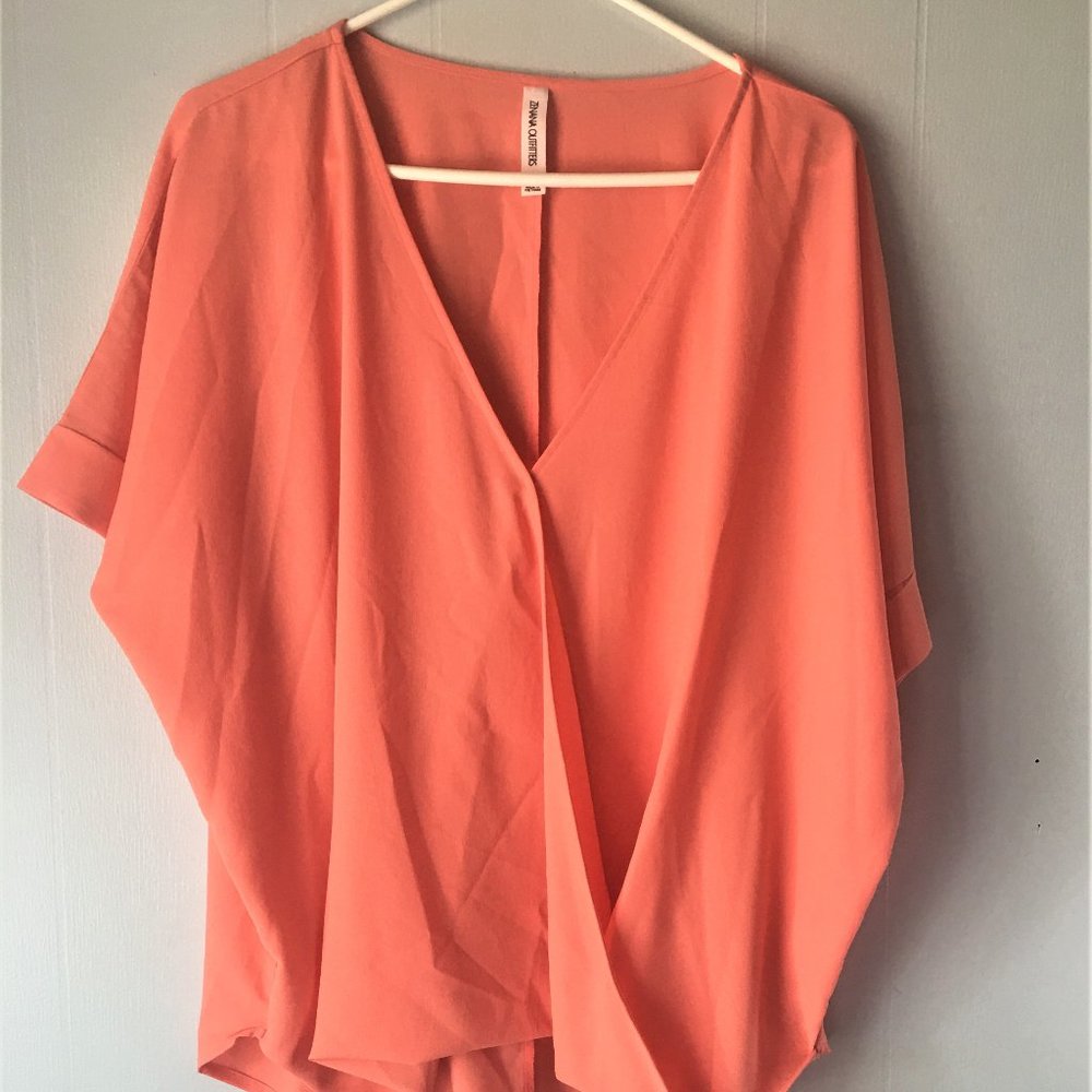 Coral Cross over short sleeve top